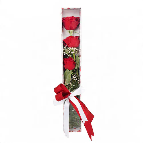 Kutuda Kırmızı Güller Çiçek (3'lü - ~48 cm) – Sihirli Buket Eskişehir ürün fotoğrafı