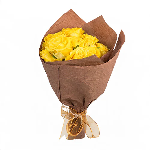 Kraft Buket Kağıdında Sarı Güller (9'lu - ~ 44 cm) – Sihirli Buket Eskişehir ürün fotoğrafı