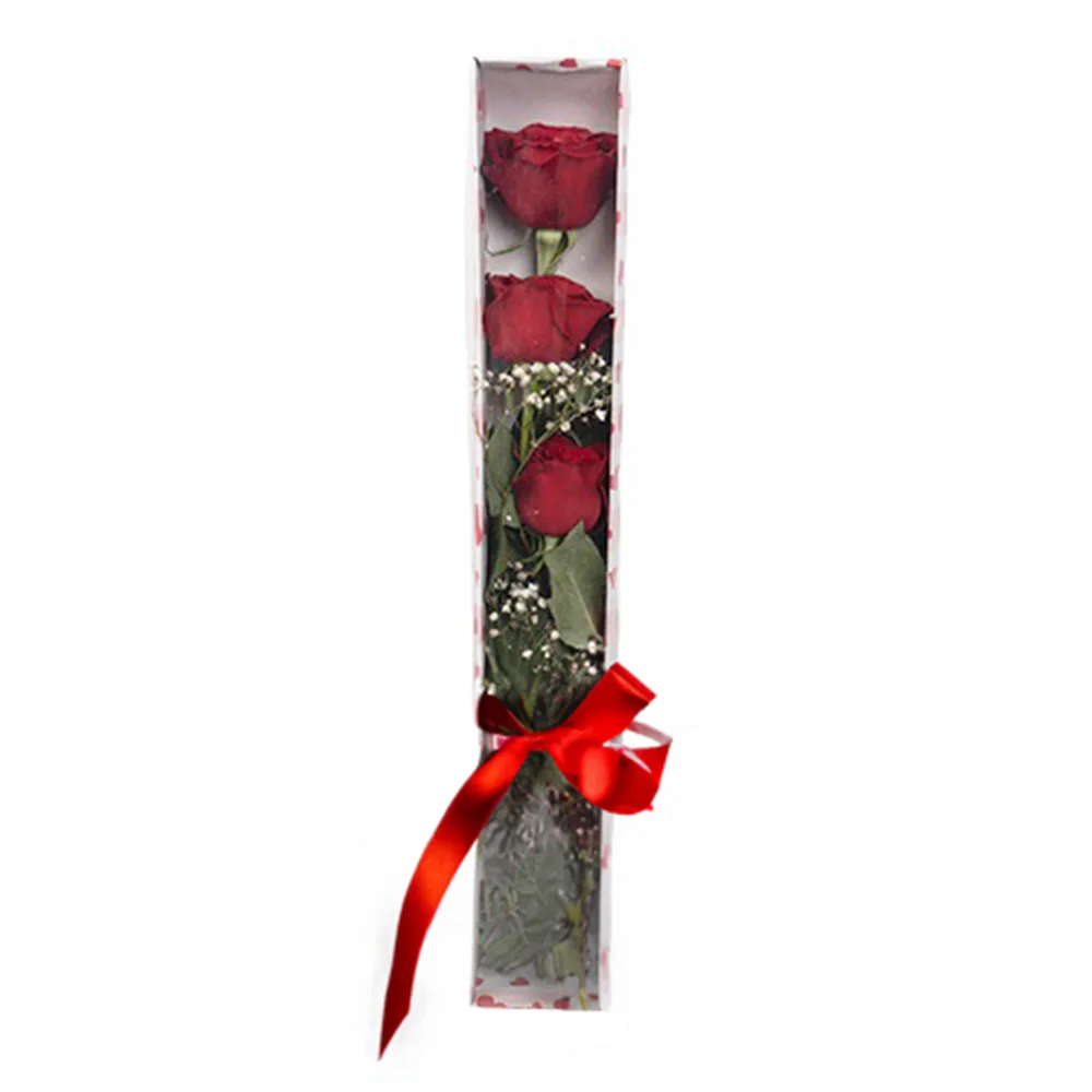 Kutuda Kırmızı Güller (3'lü - ~48 cm) – Sihirli Buket Eskişehir ürün fotoğrafı