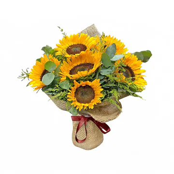Jüt Kumaşta Ayçiçeği Buketi (6'lı - ~40 cm) – Sihirli Buket Eskişehir ürün fotoğrafı