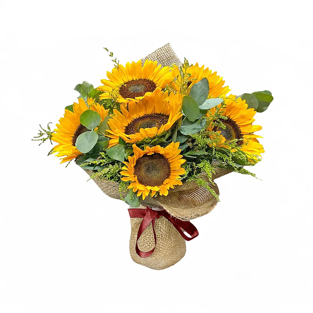 Jüt Kumaşta Ayçiçeği Buketi (6'lı - ~40 cm) – Sihirli Buket Eskişehir ürün fotoğrafı