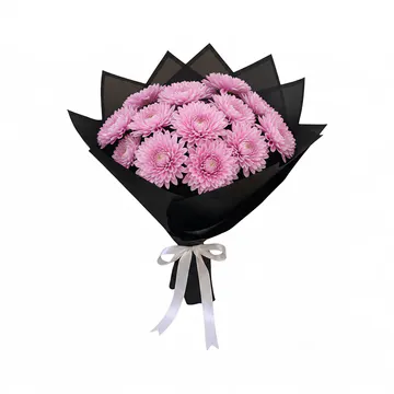 Siyah Kağıda Sarılı Pembe Kasımpatı Buketi (~50 cm) – Sihirli Buket Eskişehir ürün fotoğrafı